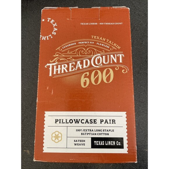 Texas Linen Co. Pillowcase Standard/Queen Cream Pinstripe 100% Cotton Set of 2 - Picture 1 of 13